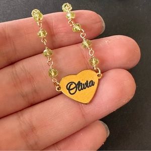 Custom Bracelet Personalized name with birthstone heart charm bracelet